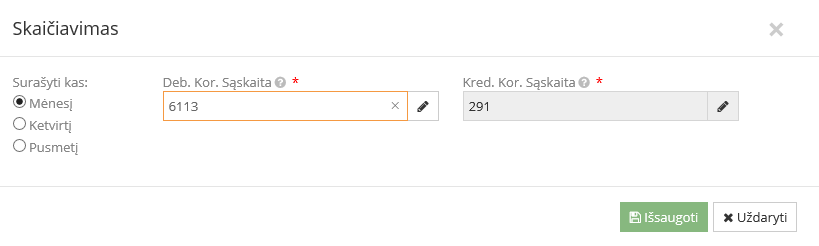 Sugeneruoti draudimo sąnaudų įrašai