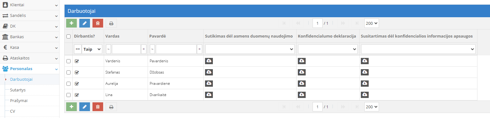 BDAR dokumentų saugojimas prie darbuotojų