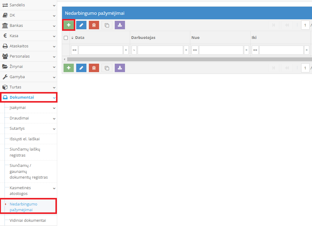 Nedarbingumo pažymėjimo importavimas į programą