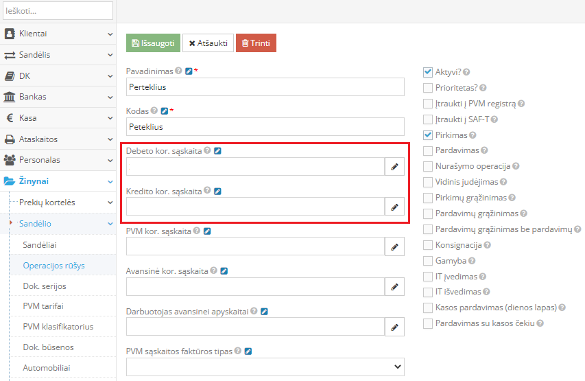 Inventorizacijos pertekliaus operacijos iliustracija