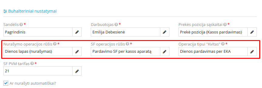 Dokumento serijos ir numerio priskyrimo pavyzdys