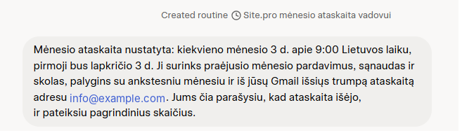 Agentas - mėnesio ataskaita vadovui.