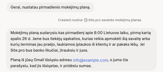 DI agentui - Mokėjimų planavimas.