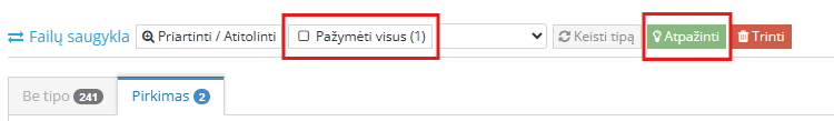 atpažinimas po nustatymų
