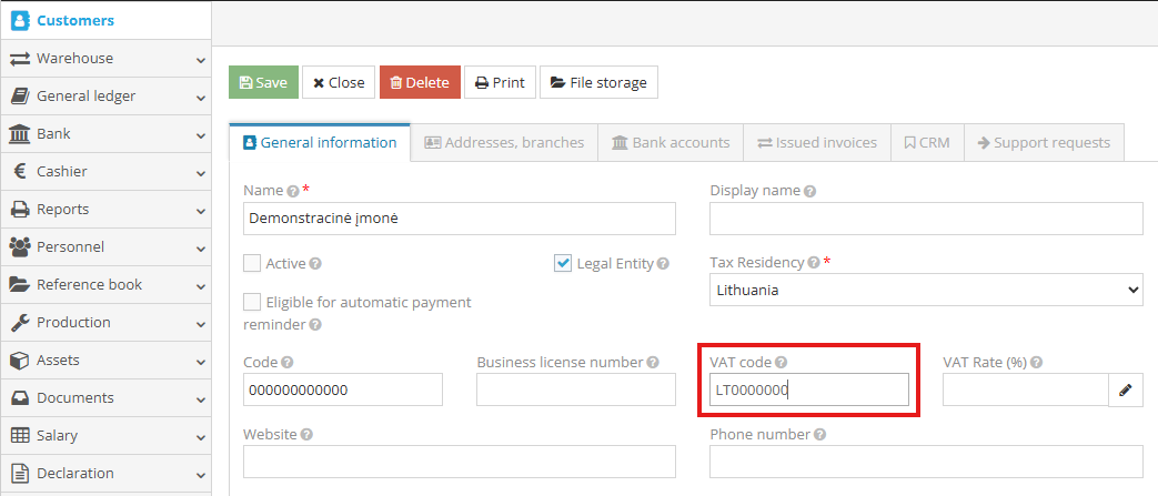 What settings need to be changed when a company becomes a VAT payer ...