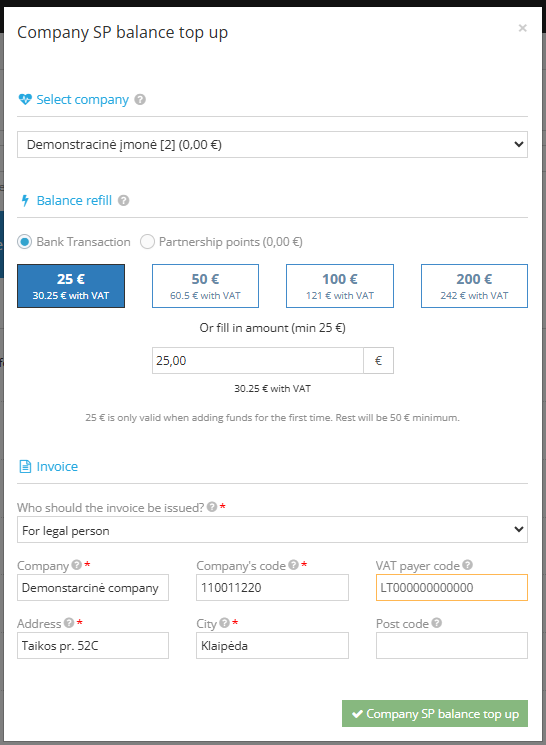 How to top up the balance of the company? - Site.pro