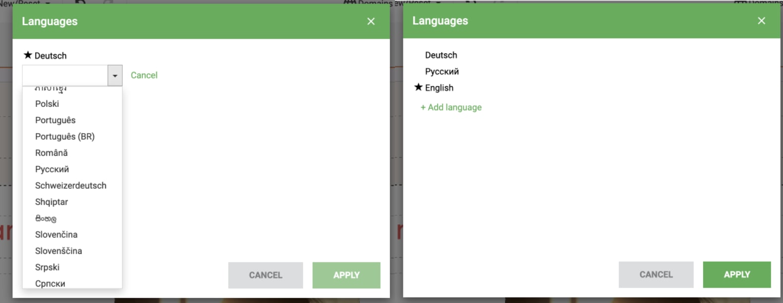 Select the languages you want your website to be