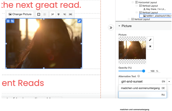 Specify the alt tags for each version independently