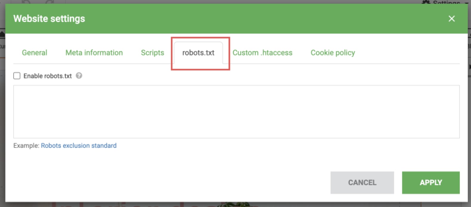 Enable your robots.txt file in Settings tab
