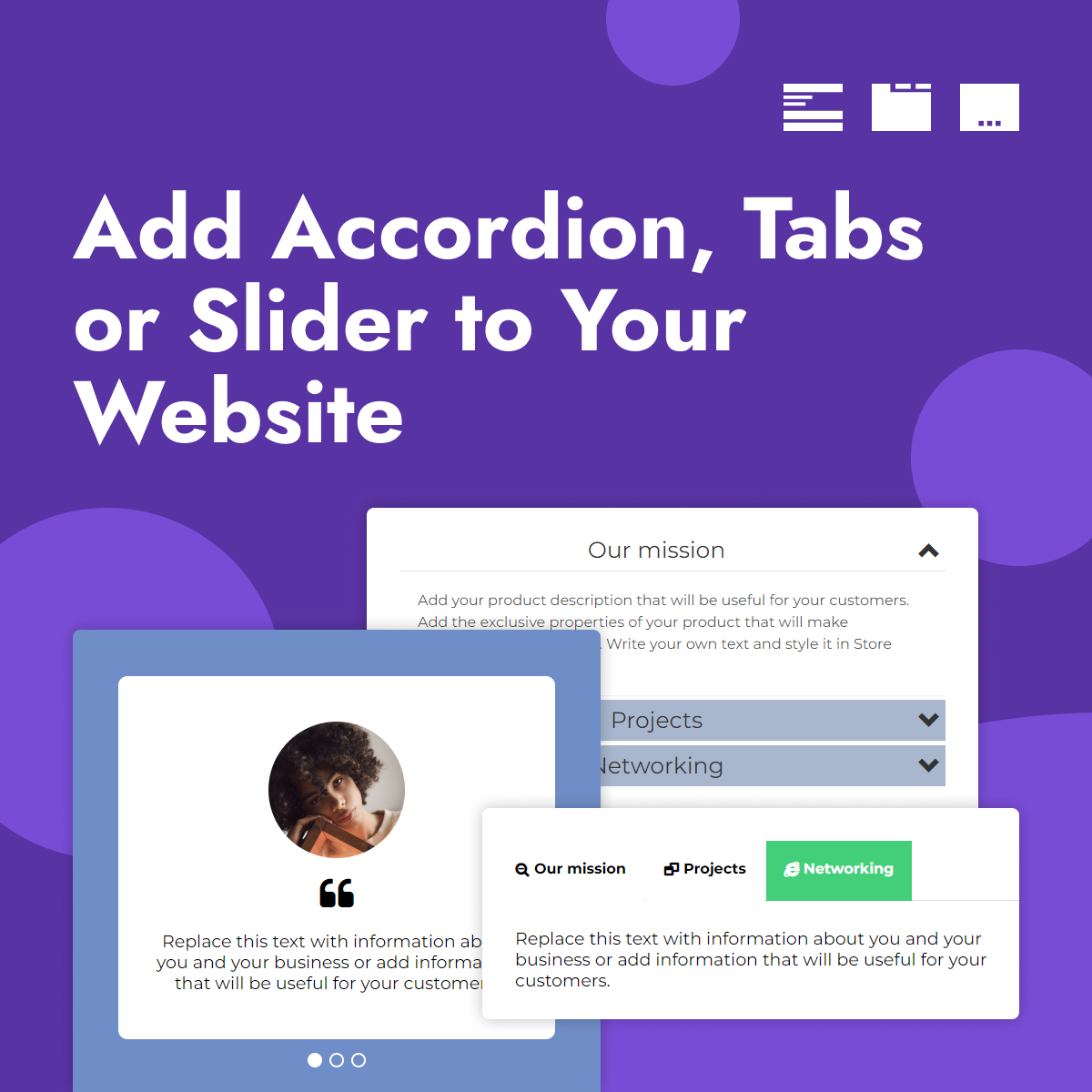 Adding accordion, tabs or slider to website Adding accordion, tabs or slider to website
