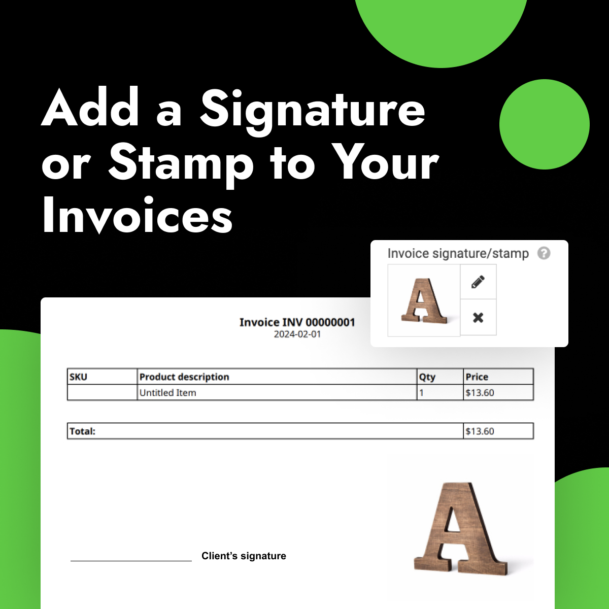 How do I add a signature image to an invoice? - Site.pro